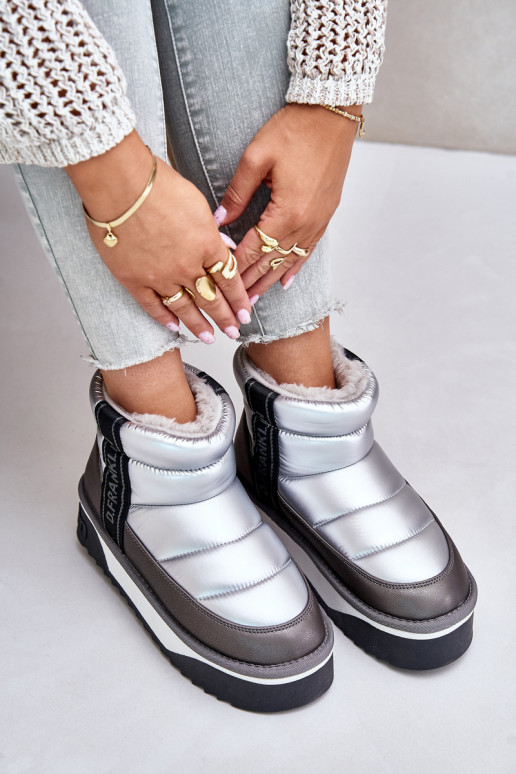 Nízka Snehule Zapnuté hrubej podrážke D.Franklin DFSH371010 strieborná farba Nízka Snehule Zapnuté hrubej podrážke D.Franklin DFSH371010 strieborná farba