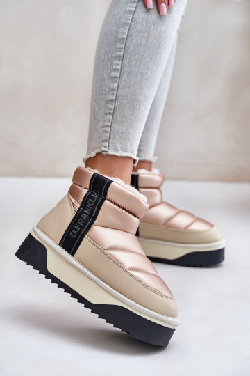 Nízka Snehule Zapnuté hrubej podrážke D.Franklin DFSH371010 béžová 2