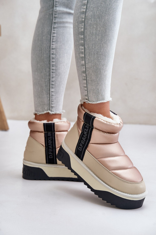 Nízka Snehule Zapnuté hrubej podrážke D.Franklin DFSH371010 béžová Nízka Snehule Zapnuté hrubej podrážke D.Franklin DFSH371010 béžová