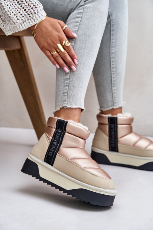 Nízka Snehule Zapnuté hrubej podrážke D.Franklin DFSH371010 béžová Nízka Snehule Zapnuté hrubej podrážke D.Franklin DFSH371010 béžová