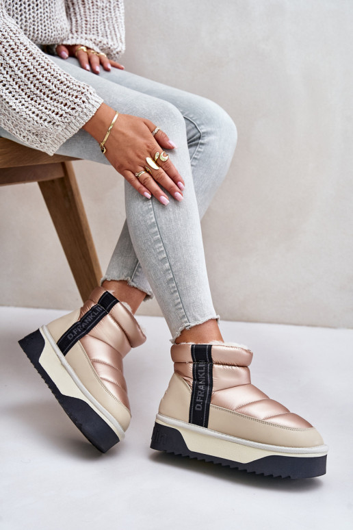 Nízka Snehule Zapnuté hrubej podrážke D.Franklin DFSH371010 béžová Nízka Snehule Zapnuté hrubej podrážke D.Franklin DFSH371010 béžová