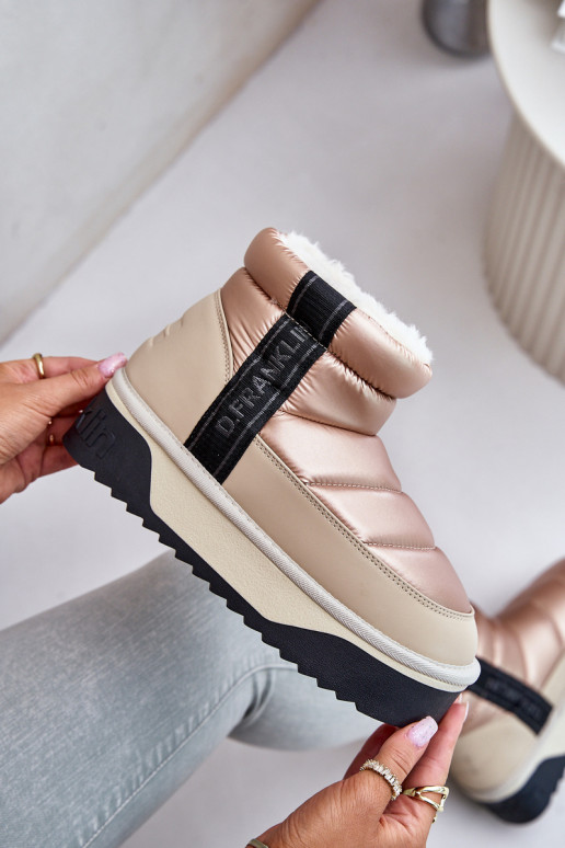 Nízka Snehule Zapnuté hrubej podrážke D.Franklin DFSH371010 béžová Nízka Snehule Zapnuté hrubej podrážke D.Franklin DFSH371010 béžová