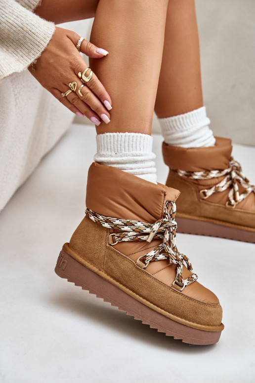 zo semišu Snehule DámskeGrubym Šnurovaniem D.Franklin DFSH375003 Hnedá farba zo semišu Snehule DámskeGrubym Šnurovaniem D.Franklin DFSH375003 Hnedá farba