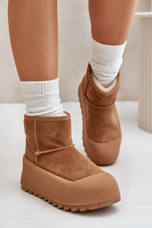 zahriať sa zo semišu Snehule s platformou Big Star OO274A212 Hnedá farba