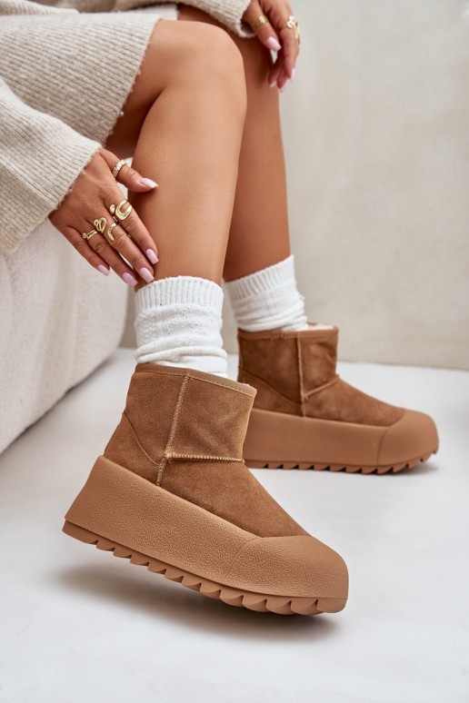 zahriať sa zo semišu Snehule s platformou Big Star OO274A212 Hnedá farba