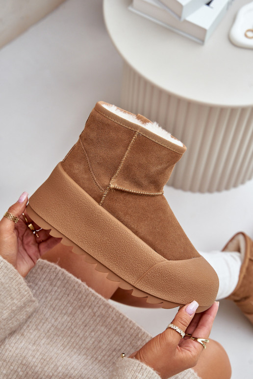 zahriať sa zo semišu Snehule s platformou Big Star OO274A212 Hnedá farba