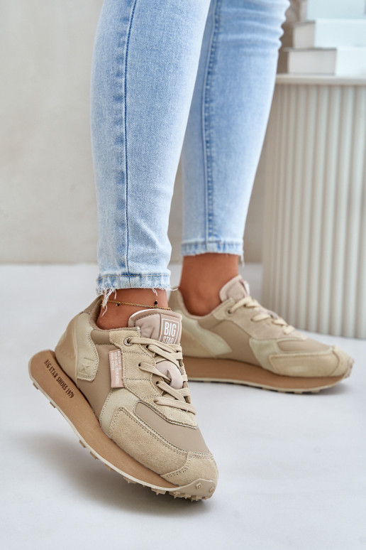 Kožené Tenisky model obuvi Dámske Big Star OO274564 Hi-Poly System béžová