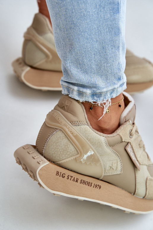 Kožené Tenisky model obuvi Dámske Big Star OO274564 Hi-Poly System béžová