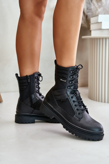 Kožené topánky Čižmy pánske zahriať sa Big Star OO174164 čierna