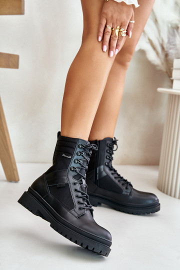 Kožené topánky Čižmy pánske zahriať sa Big Star OO174164 čierna 2