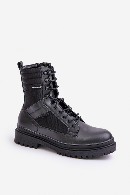 Kožené topánky Čižmy pánske zahriať sa Big Star OO174164 čierna