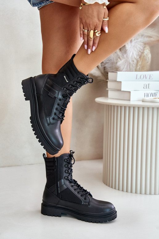 Kožené topánky Čižmy pánske zahriať sa Big Star OO174164 čierna