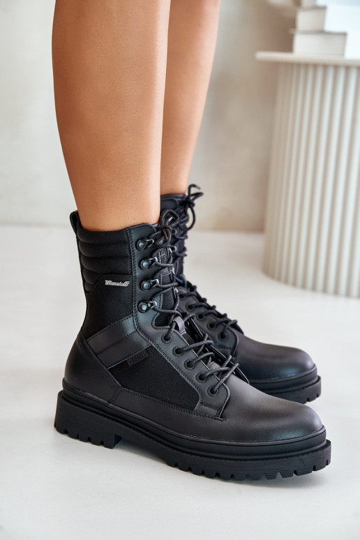 Kožené topánky Čižmy pánske zahriať sa Big Star OO174164 čierna