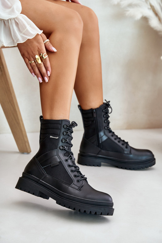 Kožené topánky Čižmy pánske zahriať sa Big Star OO174164 čierna