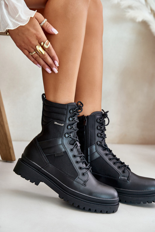 Kožené topánky Čižmy pánske zahriať sa Big Star OO174164 čierna