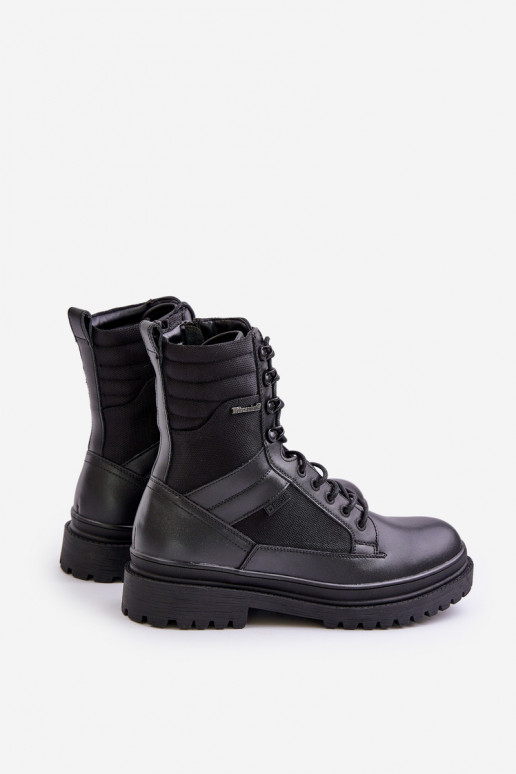 Kožené topánky Čižmy pánske zahriať sa Big Star OO174164 čierna