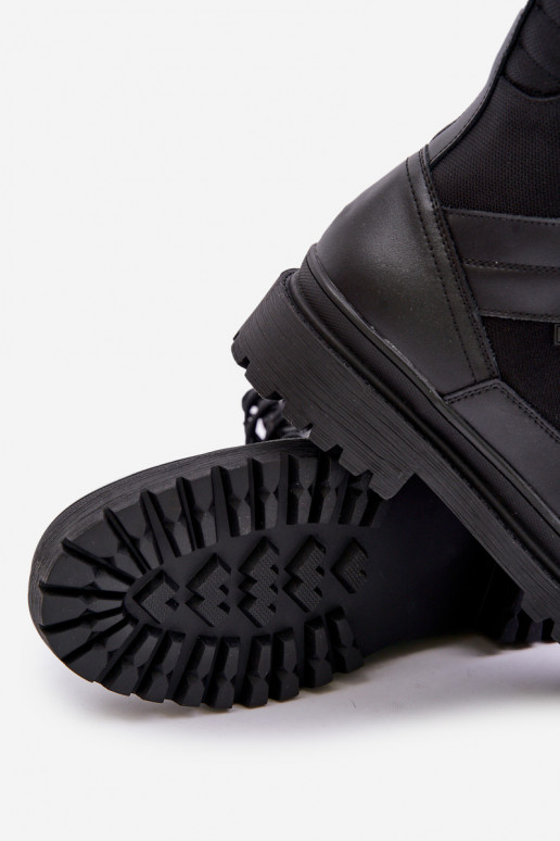 Kožené topánky Čižmy pánske zahriať sa Big Star OO174164 čierna