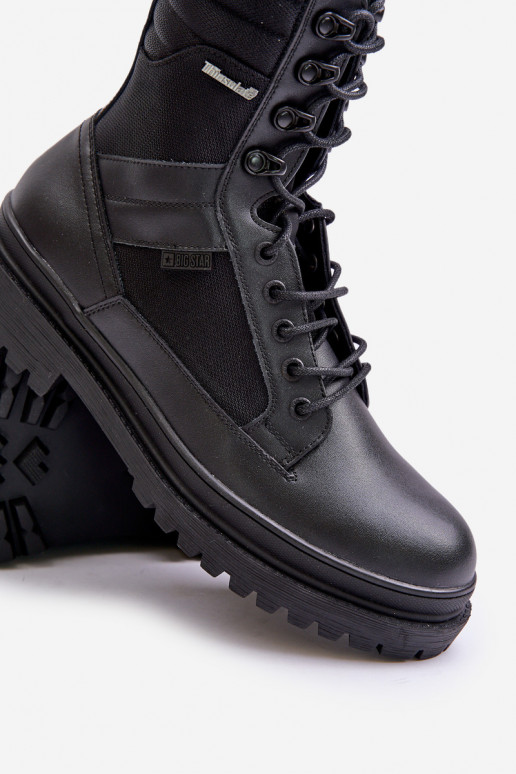 Kožené topánky Čižmy pánske zahriať sa Big Star OO174164 čierna