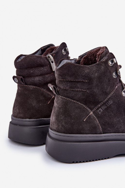 zo semišu topánky pánske zahriať sa Big Star OO174189 Hnedá farba