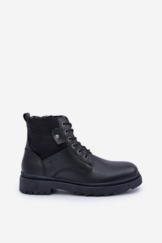 Kožené zahriať sa topánky Čižmy pánske Big Star OO174166 čierna