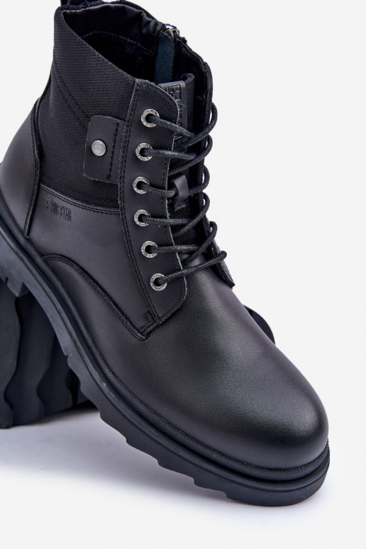 Kožené zahriať sa topánky Čižmy pánske Big Star OO174166 čierna