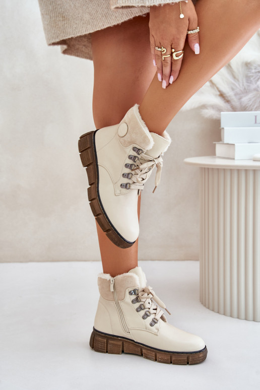 Dámske zahriať sa Čižmy topánky Zapnuté Hrad béžová Mevanisa