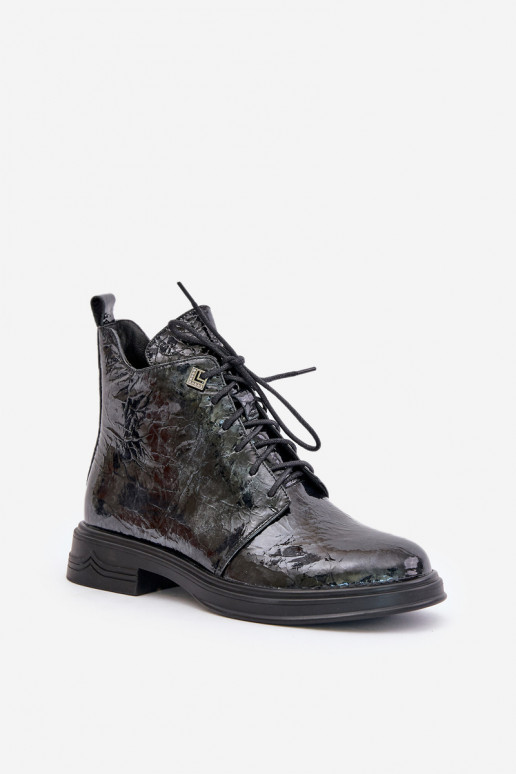 Kožené s lakovým efektom Dámske čižmy zahriať sa Zapnuté Hrad D&A LZ42-042 Čierna a-sivá Kožené s lakovým efektom Dámske čižmy zahriať sa Zapnuté Hrad D&A LZ42-042 Čierna a-sivá