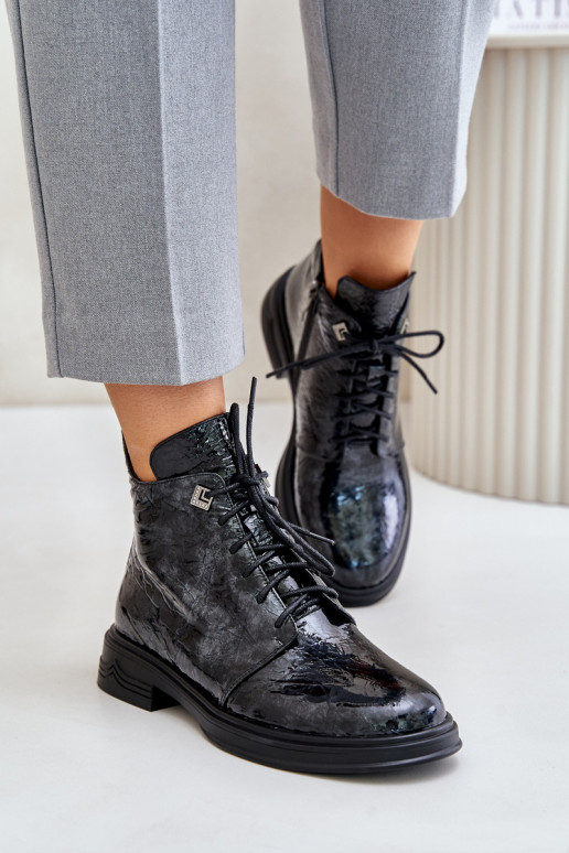 Kožené s lakovým efektom Dámske čižmy zahriať sa Zapnuté Hrad D&A LZ42-042 Čierna a-sivá Kožené s lakovým efektom Dámske čižmy zahriať sa Zapnuté Hrad D&A LZ42-042 Čierna a-sivá