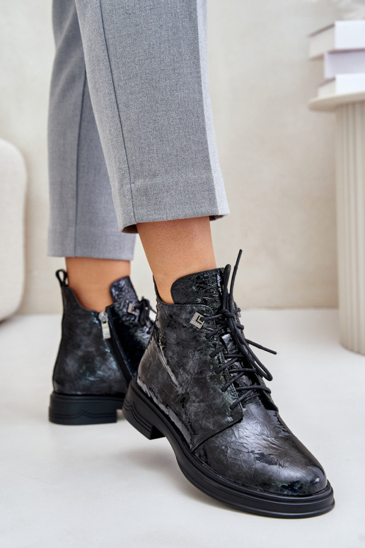 Kožené s lakovým efektom Dámske čižmy zahriať sa Zapnuté Hrad D&A LZ42-042 Čierna a-sivá Kožené s lakovým efektom Dámske čižmy zahriať sa Zapnuté Hrad D&A LZ42-042 Čierna a-sivá