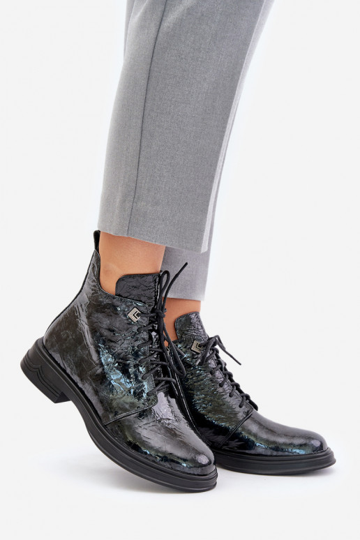 Kožené s lakovým efektom Dámske čižmy zahriať sa Zapnuté Hrad D&A LZ42-042 Čierna a-sivá Kožené s lakovým efektom Dámske čižmy zahriať sa Zapnuté Hrad D&A LZ42-042 Čierna a-sivá