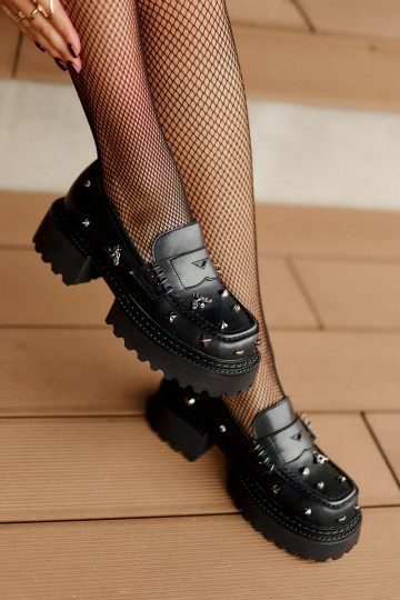 Kožené topánky Dámske s krásnymi detailmi D&A MR880-102 čierna 2