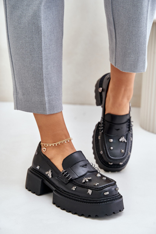 Kožené topánky Dámske s krásnymi detailmi D&A MR880-102 čierna Kožené topánky Dámske s krásnymi detailmi D&A MR880-102 čierna