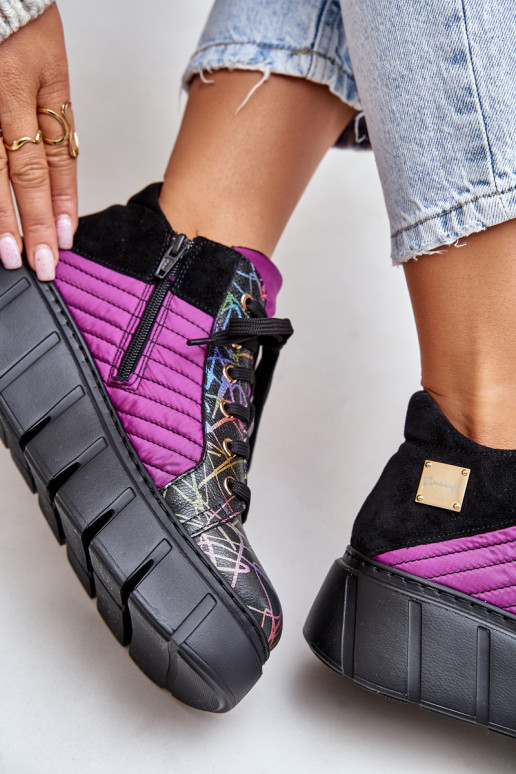 Kožené Tenisky model obuvi s platformou Máciejka 06767-15 Ružová Kožené Tenisky model obuvi s platformou Máciejka 06767-15 Ružová