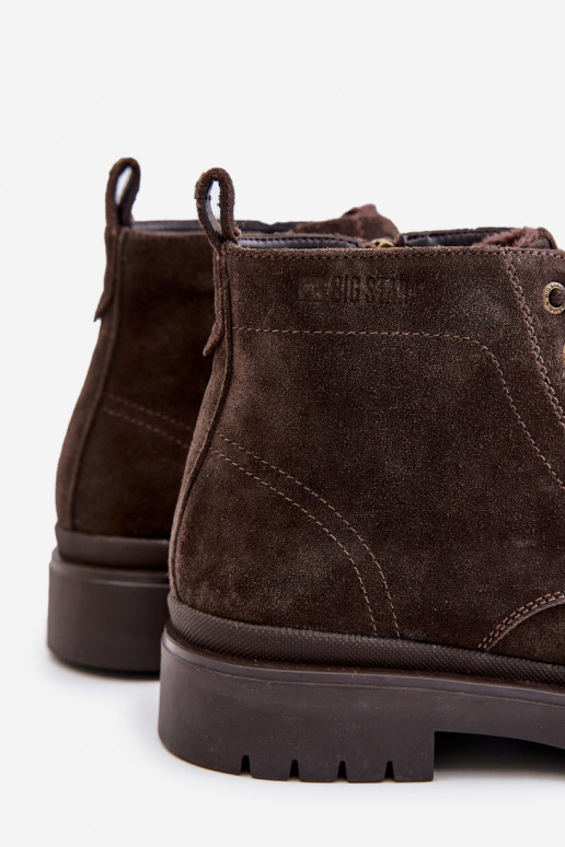 zo semišu zahriať sa Čižmy pánske Zapnuté Hrad Big Star OO174229 Hnedá farba