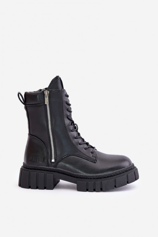 zahriať sa Pracovné členkové topánky Dámske z eko kože Big Star MM274578 čierna