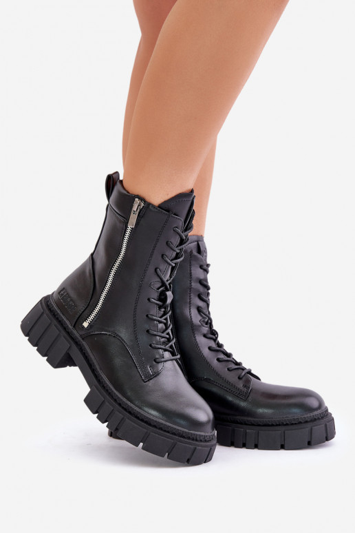 zahriať sa Pracovné členkové topánky Dámske z eko kože Big Star MM274578 čierna