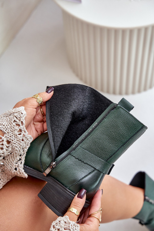 Zazoo 60480 Kožené Čižmy Zapnuté nízkom opätku zahriať sa khaki farby Zazoo 60480 Kožené Čižmy Zapnuté nízkom opätku zahriať sa khaki farby