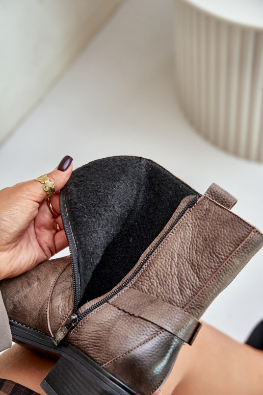 Zazoo 60480 Kožené Čižmy Zapnuté nízkom opätku zahriať sa hnedá-sivá Zazoo 60480 Kožené Čižmy Zapnuté nízkom opätku zahriať sa hnedá-sivá