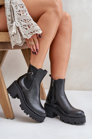 Zazoo 60490 Kožené zahriať sa Čižmy s ozdobami čierna