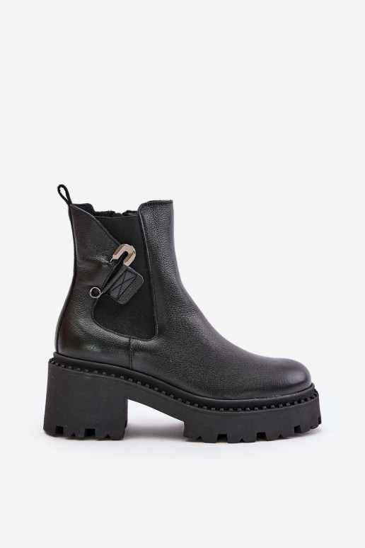 Zazoo 60490 Kožené zahriať sa Čižmy s ozdobami čierna Zazoo 60490 Kožené zahriať sa Čižmy s ozdobami čierna