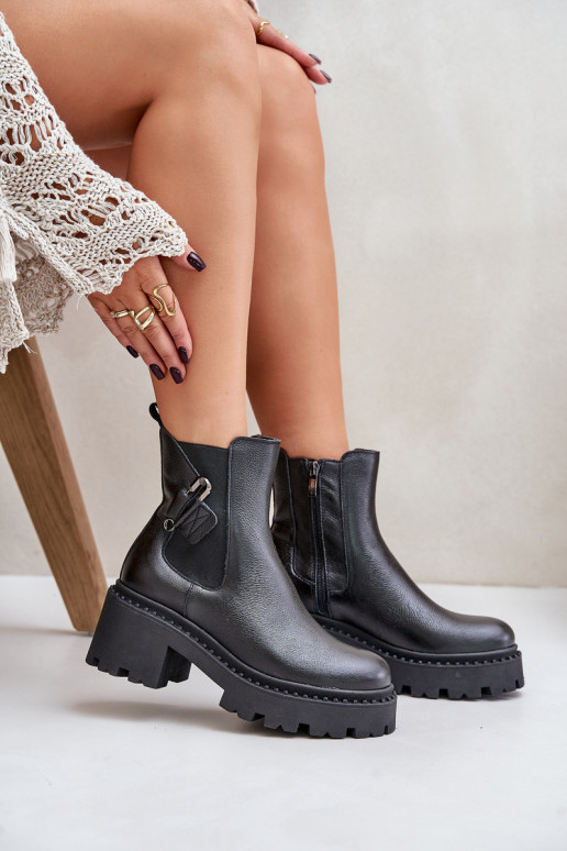 Zazoo 60490 Kožené zahriať sa Čižmy s ozdobami čierna Zazoo 60490 Kožené zahriať sa Čižmy s ozdobami čierna