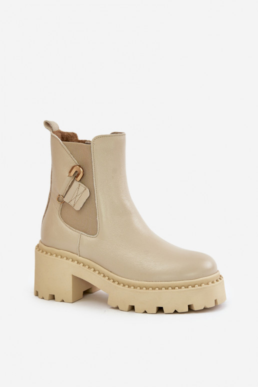 Zazoo 60490 Kožené zahriať sa Čižmy s ozdobami slonovina Zazoo 60490 Kožené zahriať sa Čižmy s ozdobami slonovina