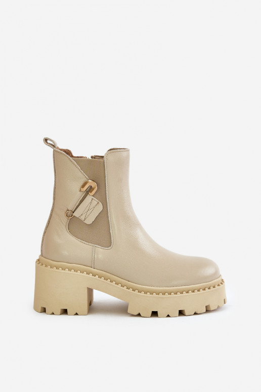 Zazoo 60490 Kožené zahriať sa Čižmy s ozdobami slonovina Zazoo 60490 Kožené zahriať sa Čižmy s ozdobami slonovina