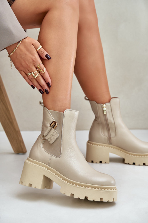 Zazoo 60490 Kožené zahriať sa Čižmy s ozdobami slonovina Zazoo 60490 Kožené zahriať sa Čižmy s ozdobami slonovina