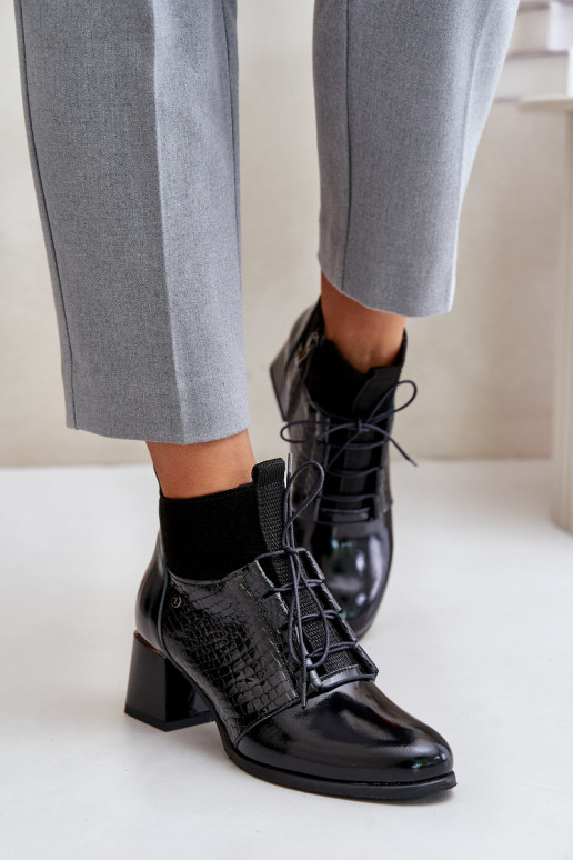 Zazoo 60503 Kožené Čižmy s podpätkami zahriať sa čierna Zazoo 60503 Kožené Čižmy s podpätkami zahriať sa čierna