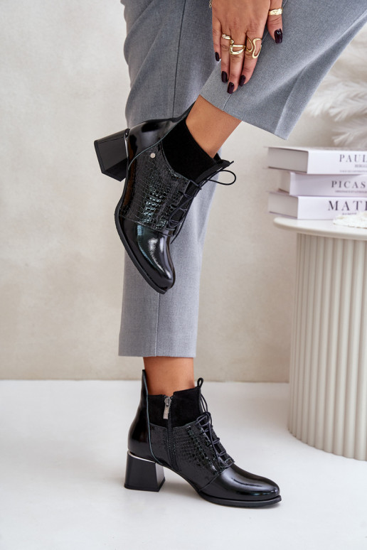 Zazoo 60503 Kožené Čižmy s podpätkami zahriať sa čierna Zazoo 60503 Kožené Čižmy s podpätkami zahriať sa čierna