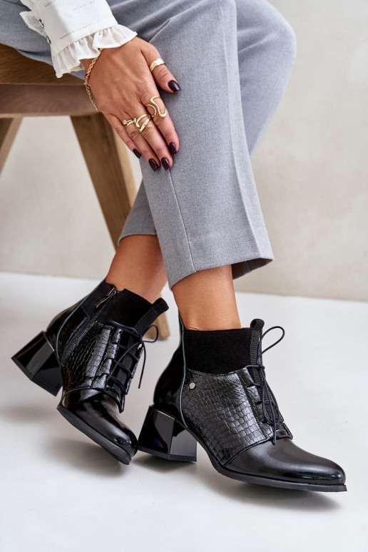 Zazoo 60503 Kožené Čižmy s podpätkami zahriať sa čierna Zazoo 60503 Kožené Čižmy s podpätkami zahriať sa čierna