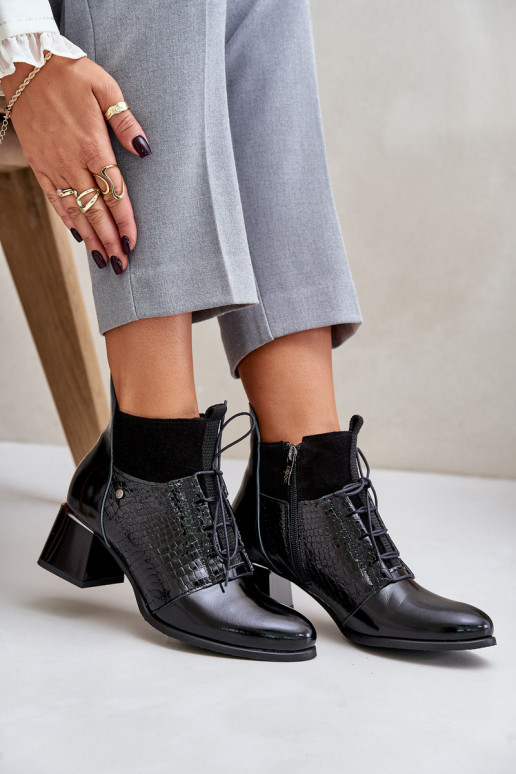 Zazoo 60503 Kožené Čižmy s podpätkami zahriať sa čierna Zazoo 60503 Kožené Čižmy s podpätkami zahriať sa čierna