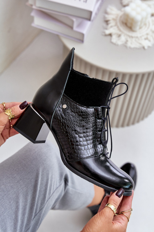 Zazoo 60503 Kožené Čižmy s podpätkami zahriať sa čierna Zazoo 60503 Kožené Čižmy s podpätkami zahriať sa čierna