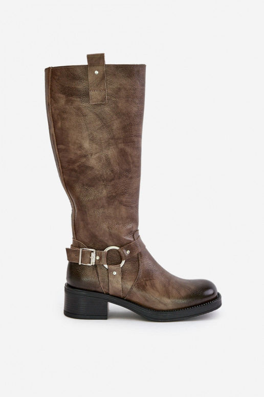 Zazoo 70141 Kožené dámske čižmy Pred kolenom Hnedá farba